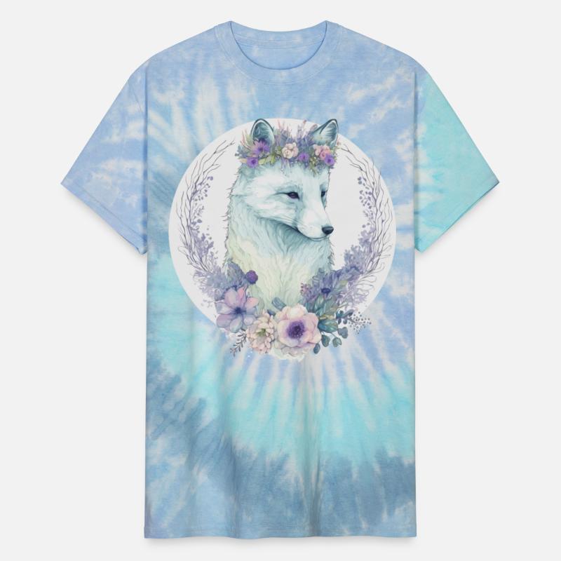 Cute Arctic Fox Flower Crown Floral Watercolor Ani