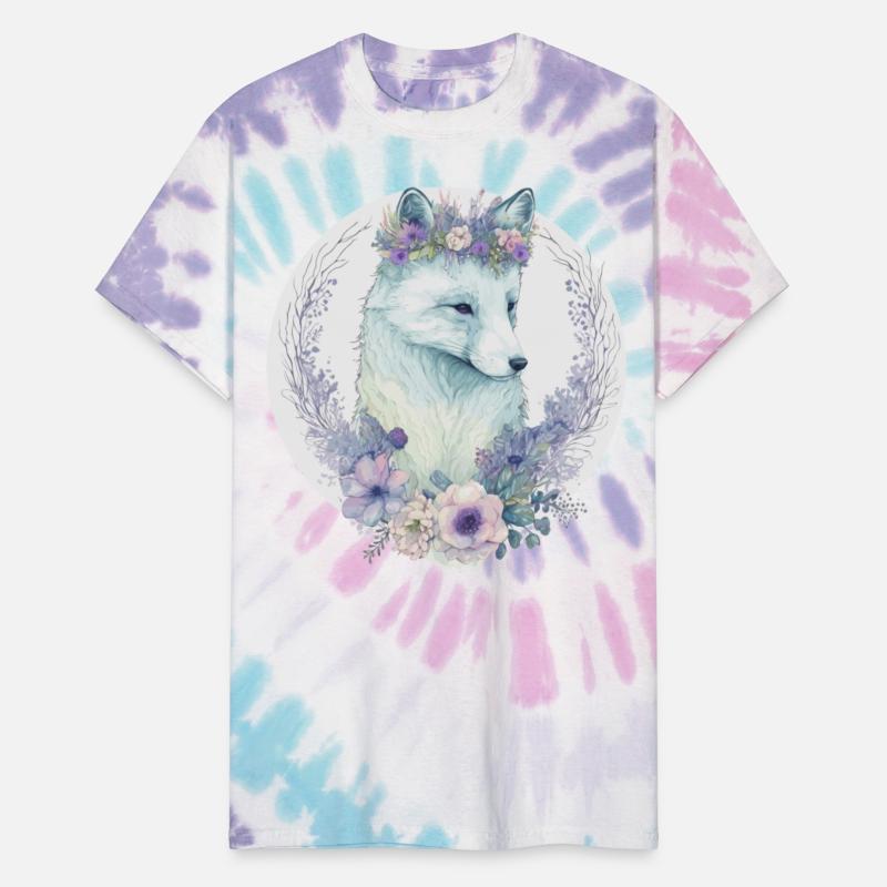 Cute Arctic Fox Flower Crown Floral Watercolor Ani
