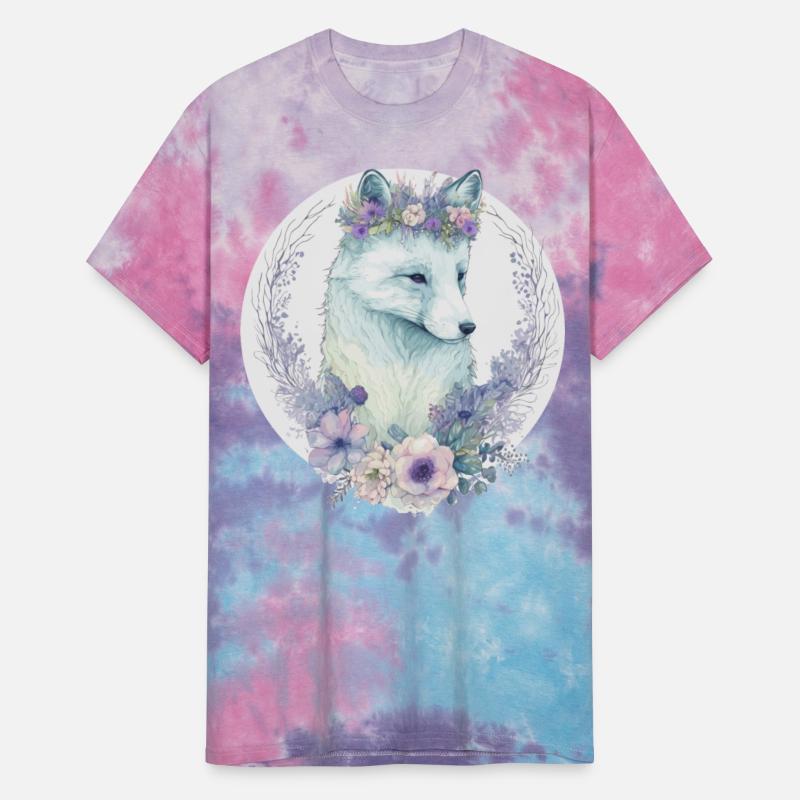 Cute Arctic Fox Flower Crown Floral Watercolor Ani