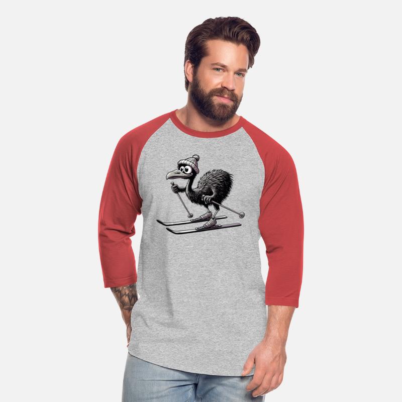 Cute Emu Bird Skiing in Comic Style