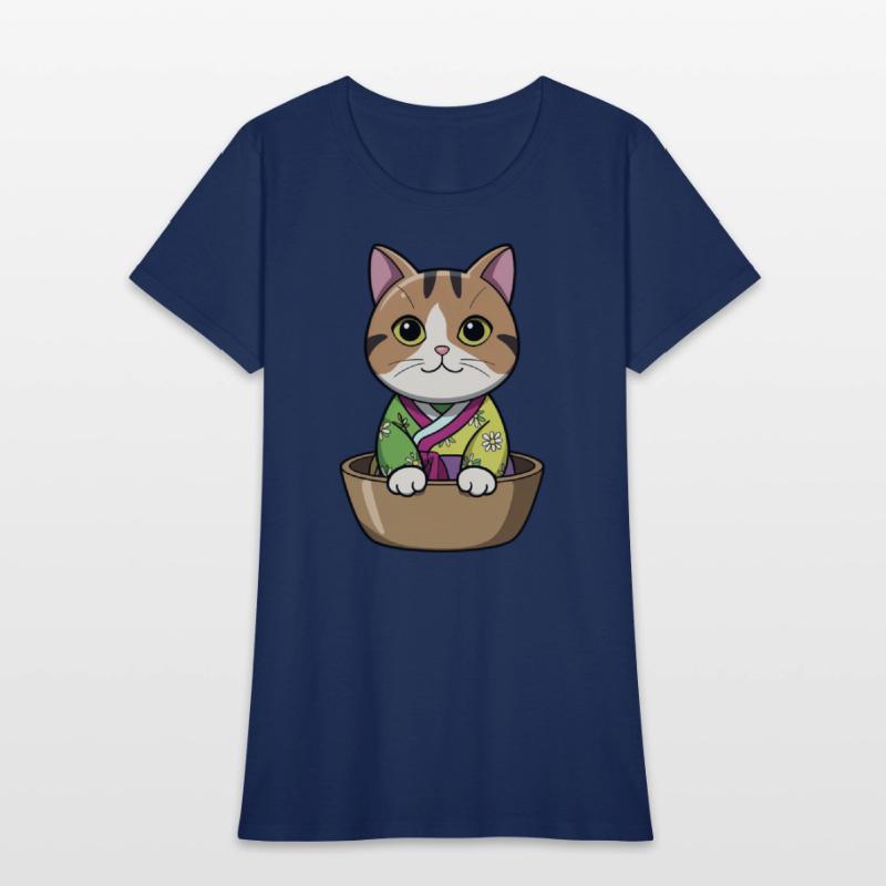 Cute Korean Cat in Bowl - Manga Style