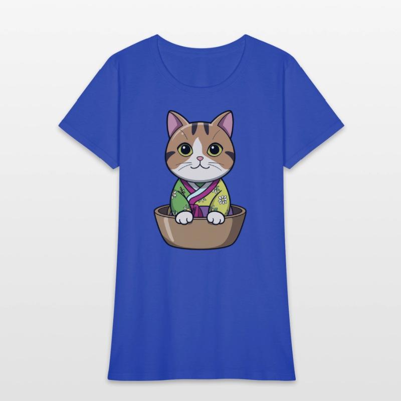 Cute Korean Cat in Bowl - Manga Style