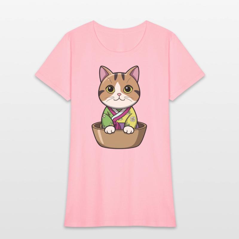 Cute Korean Cat in Bowl - Manga Style