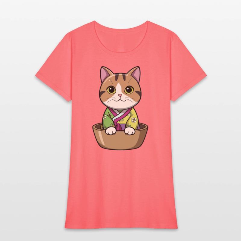 Cute Korean Cat in Bowl - Manga Style