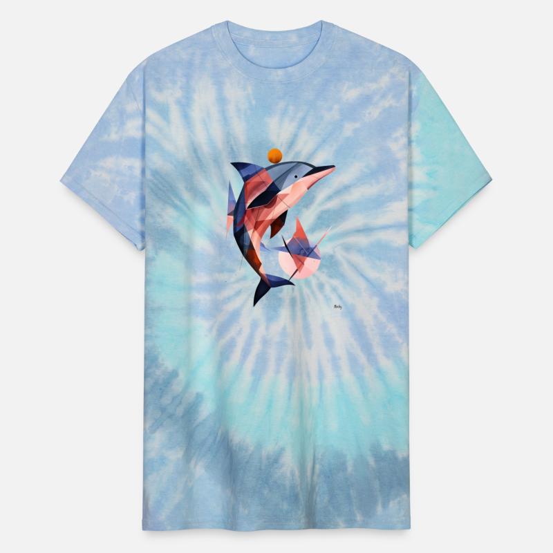 Dolphin Dance in Cubist Depths: A Moisky Art.