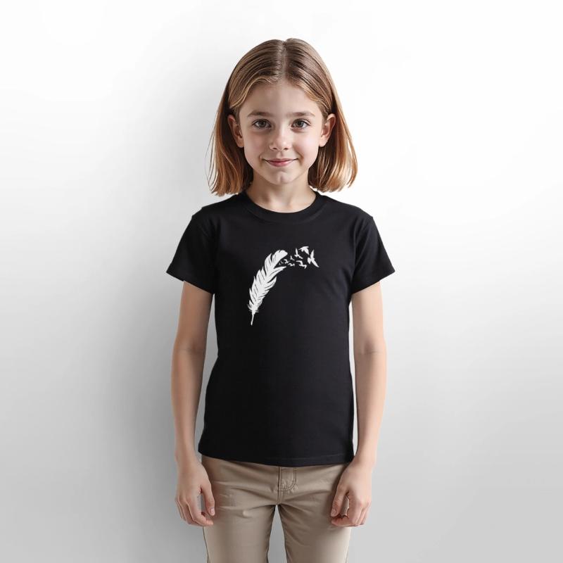 Ethereal Feather with Flying Birds Design