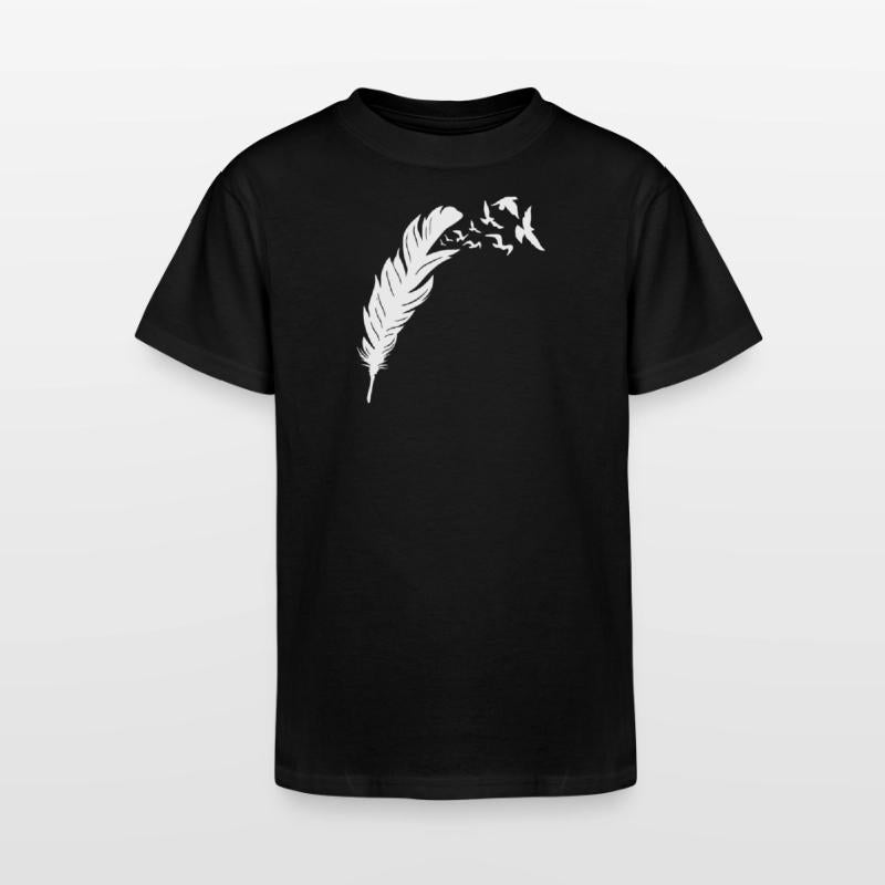 Ethereal Feather with Flying Birds Design