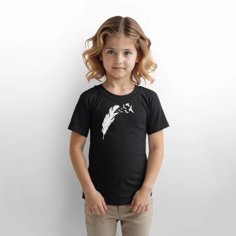 Ethereal Feather with Flying Birds Design