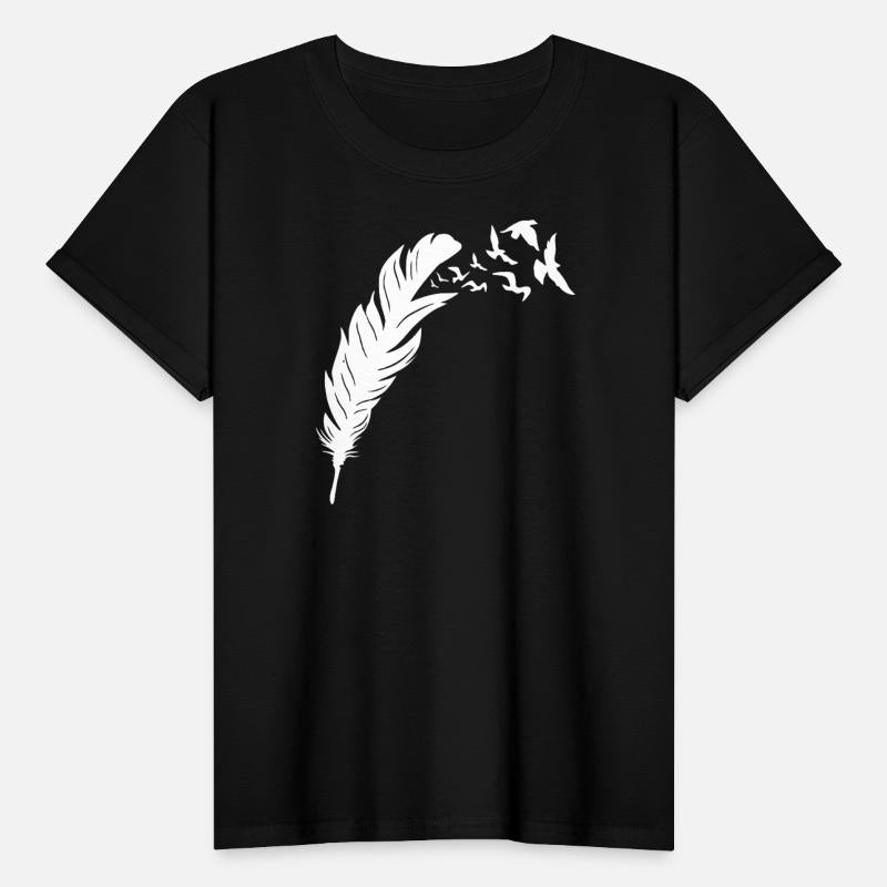 Ethereal Feather with Flying Birds Design