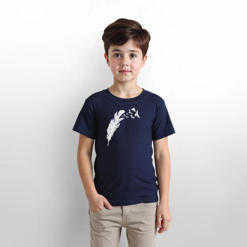 Ethereal Feather with Flying Birds Design