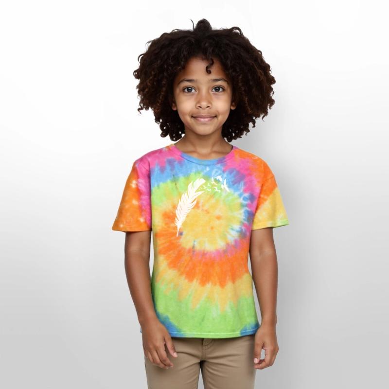 Ethereal Feather with Flying Birds Design