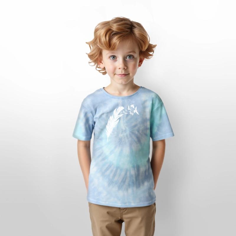 Ethereal Feather with Flying Birds Design