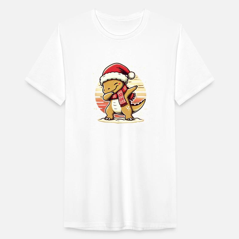 Festive Dabbing Dinosaur in Santa Hat and Scarf