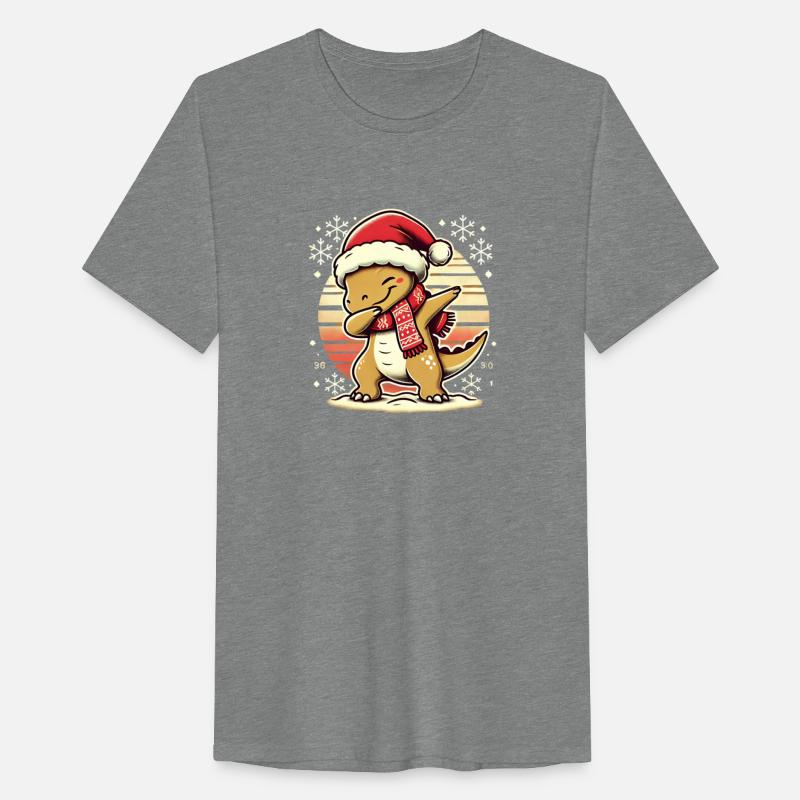 Festive Dabbing Dinosaur in Santa Hat and Scarf