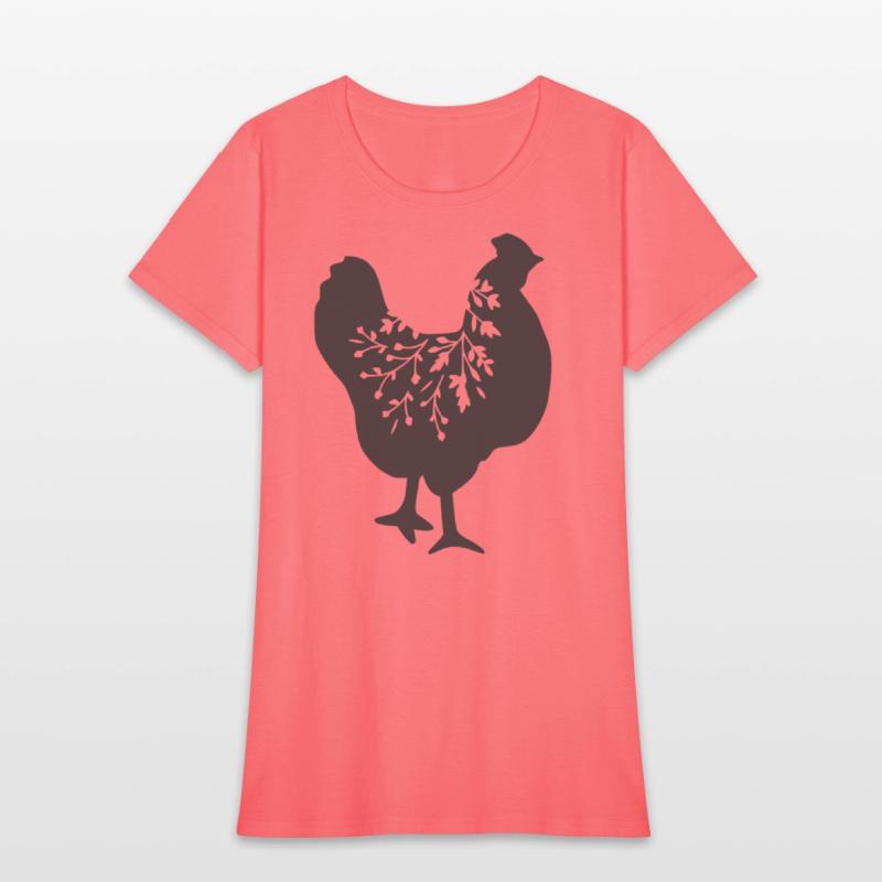 floral chicken silhouette, gift for chicken lovers