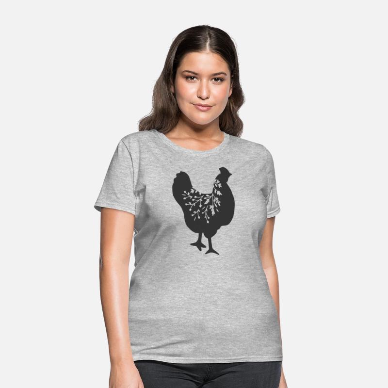 floral chicken silhouette, gift for chicken lovers