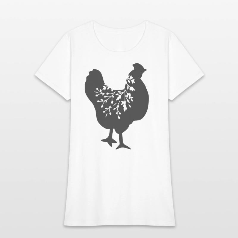 floral chicken silhouette, gift for chicken lovers