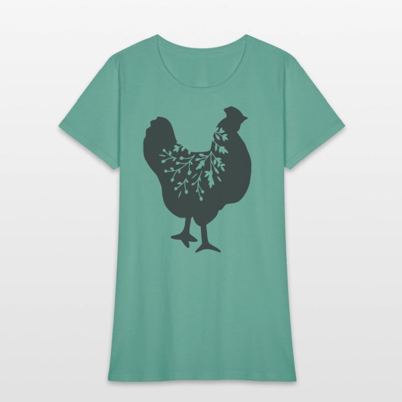 floral chicken silhouette, gift for chicken lovers