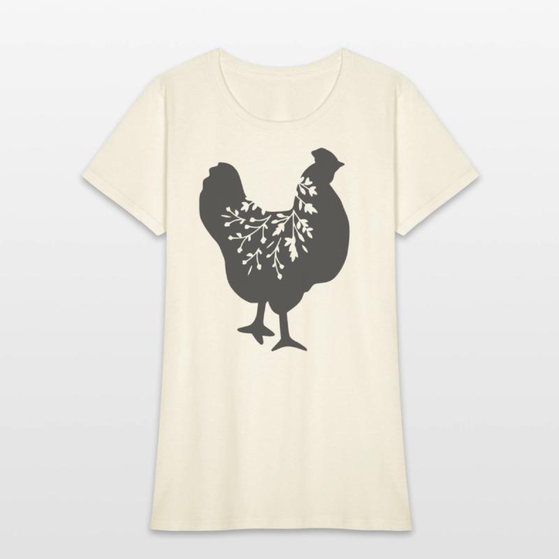 floral chicken silhouette, gift for chicken lovers