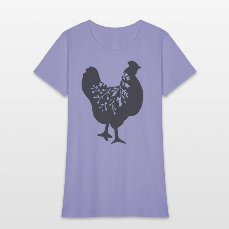floral chicken silhouette, gift for chicken lovers