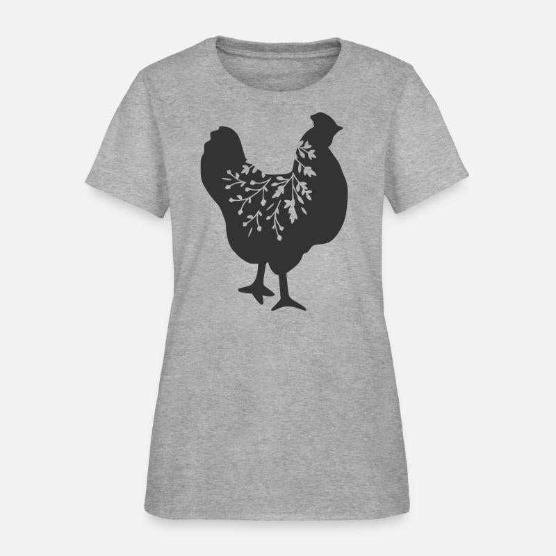 floral chicken silhouette, gift for chicken lovers