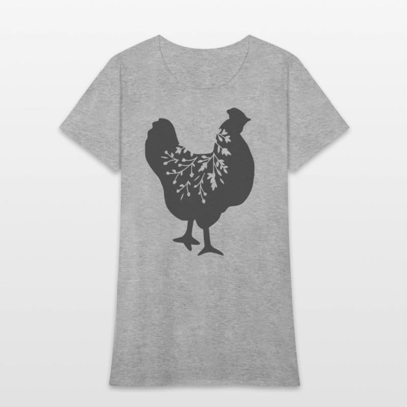 floral chicken silhouette, gift for chicken lovers