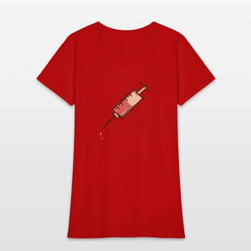 Full dripping syringe. Injection, vaccination