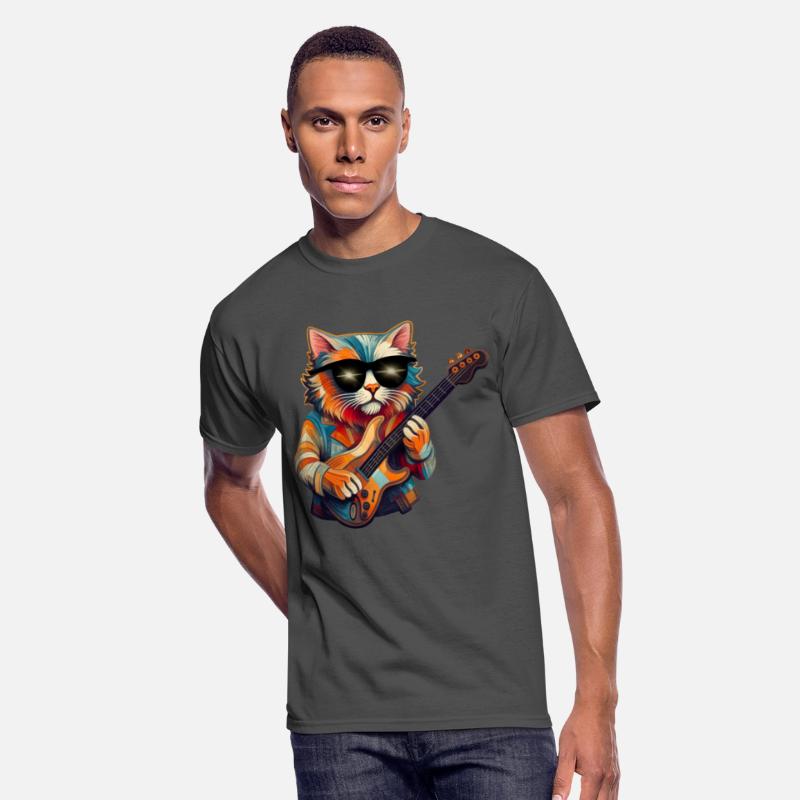Funny Cat Guitarist Illustration Cat guitar