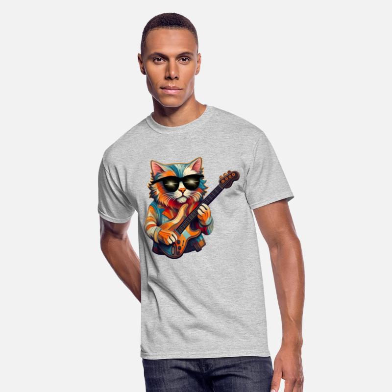 Funny Cat Guitarist Illustration Cat guitar