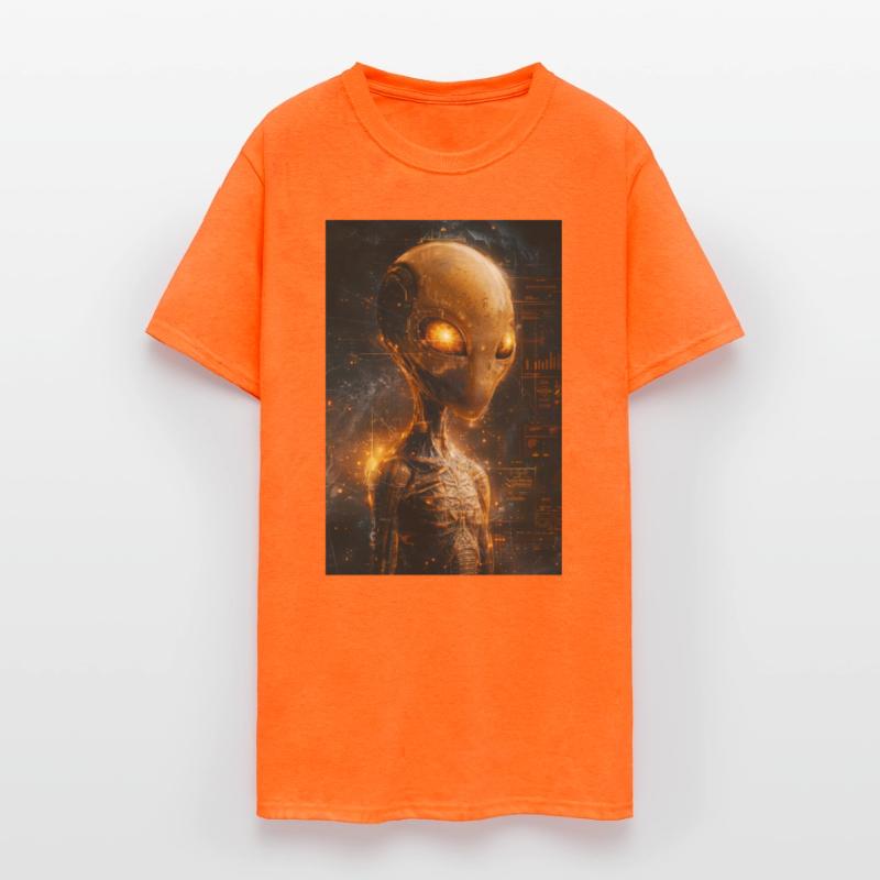 Futuristic Alien with Glowing Eyes in Digital Real