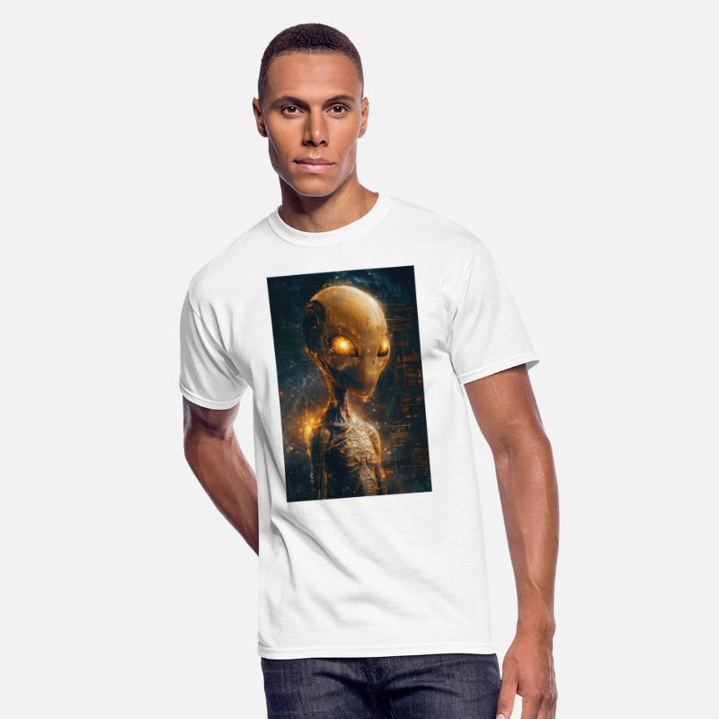 Futuristic Alien with Glowing Eyes in Digital Real