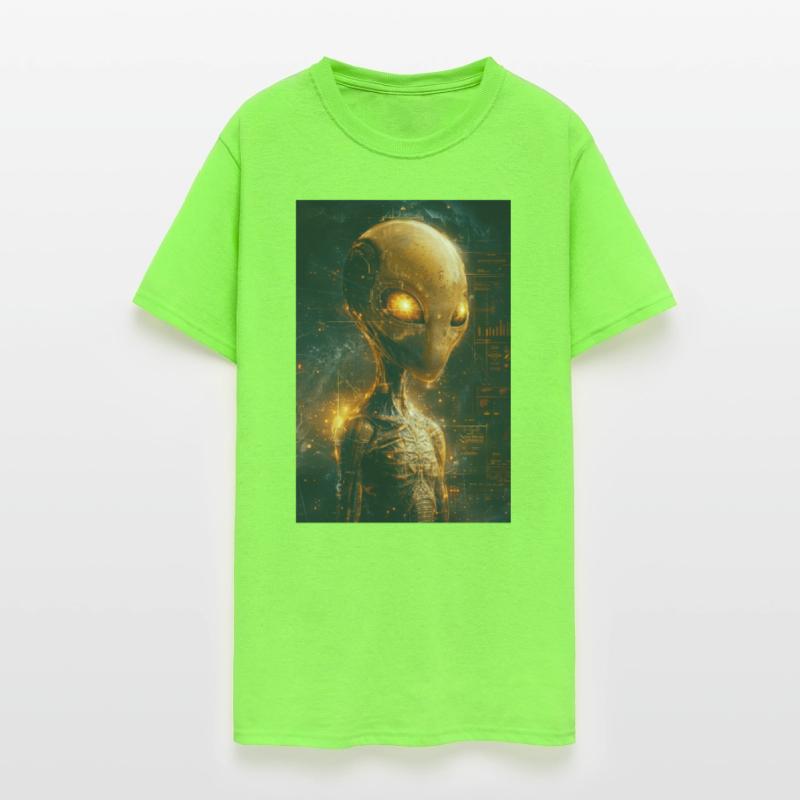 Futuristic Alien with Glowing Eyes in Digital Real