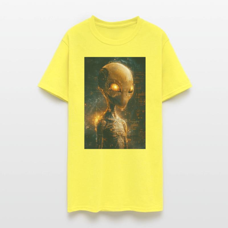 Futuristic Alien with Glowing Eyes in Digital Real