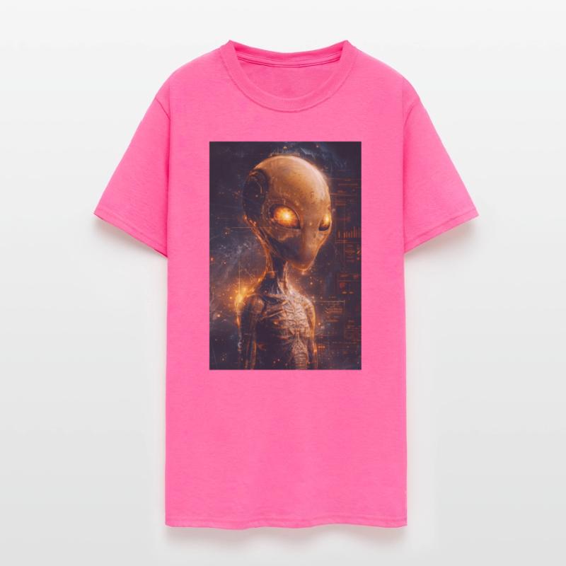 Futuristic Alien with Glowing Eyes in Digital Real