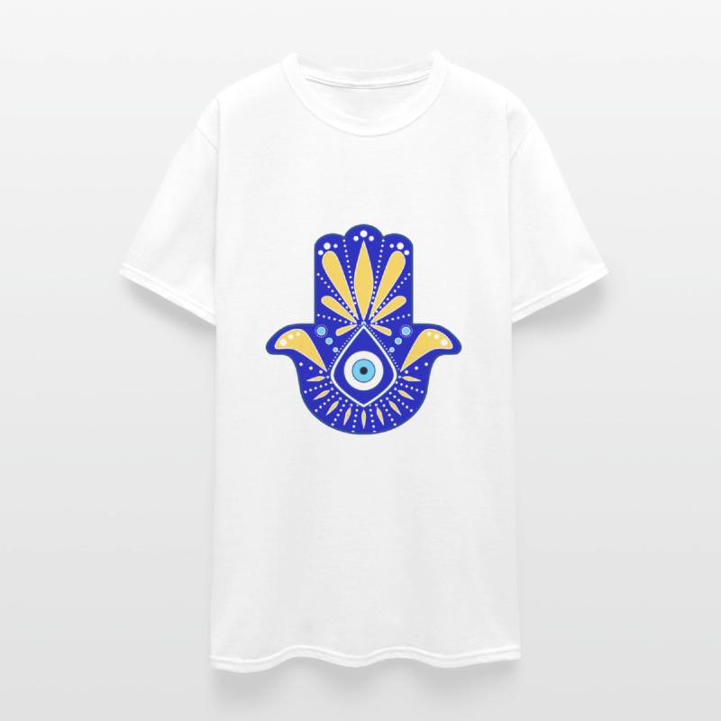 Hand of Fatma or Hamsa in Blue and Yellow