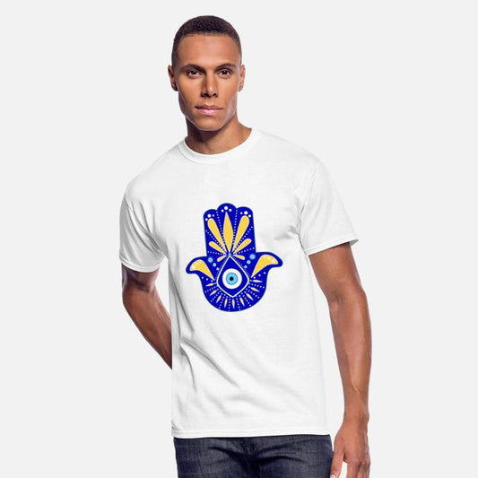 Hand of Fatma or Hamsa in Blue and Yellow