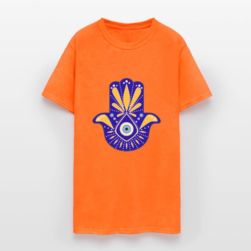 Hand of Fatma or Hamsa in Blue and Yellow