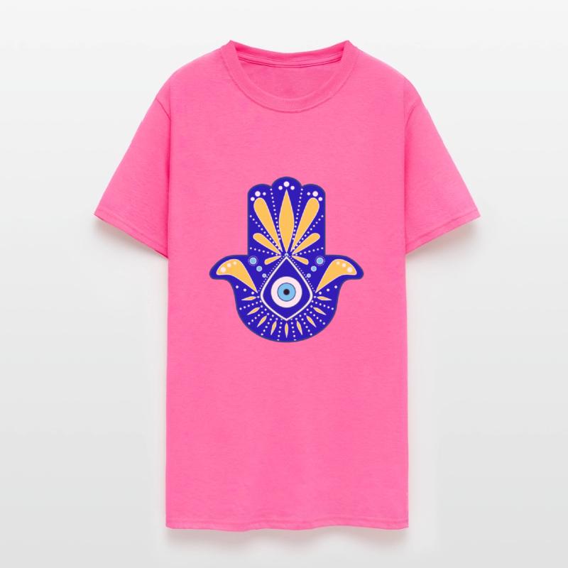 Hand of Fatma or Hamsa in Blue and Yellow