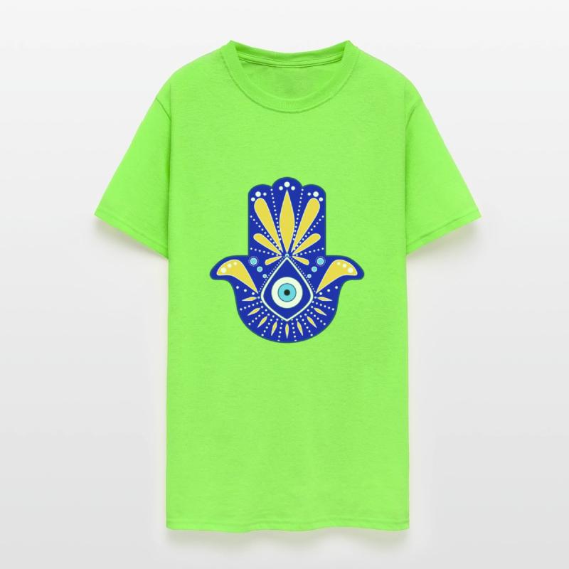 Hand of Fatma or Hamsa in Blue and Yellow