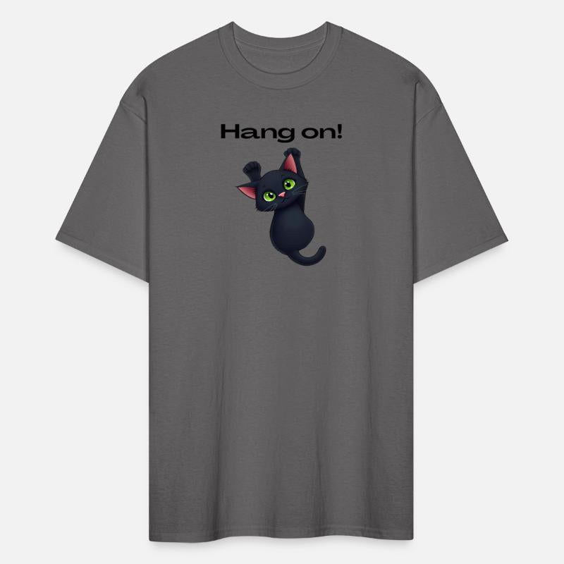 Hang on! funny black cat shirt