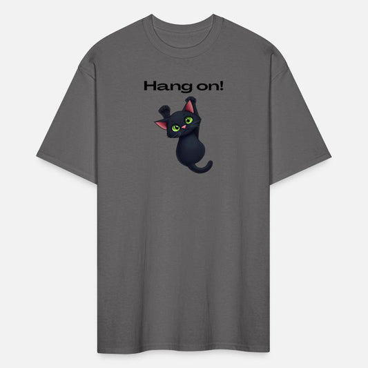 Hang on! funny black cat shirt