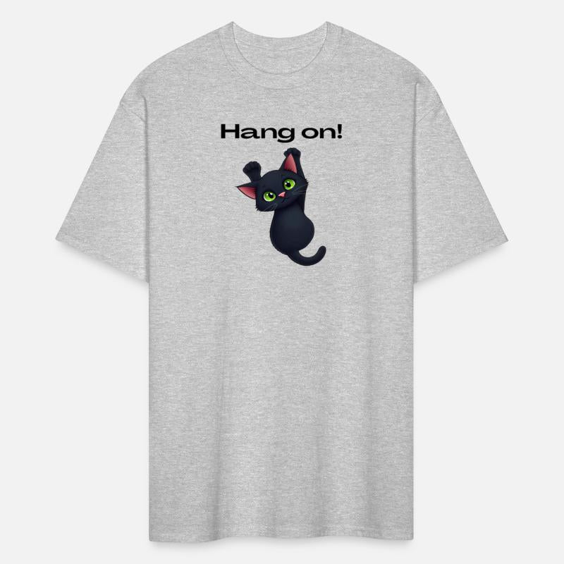 Hang on! funny black cat shirt