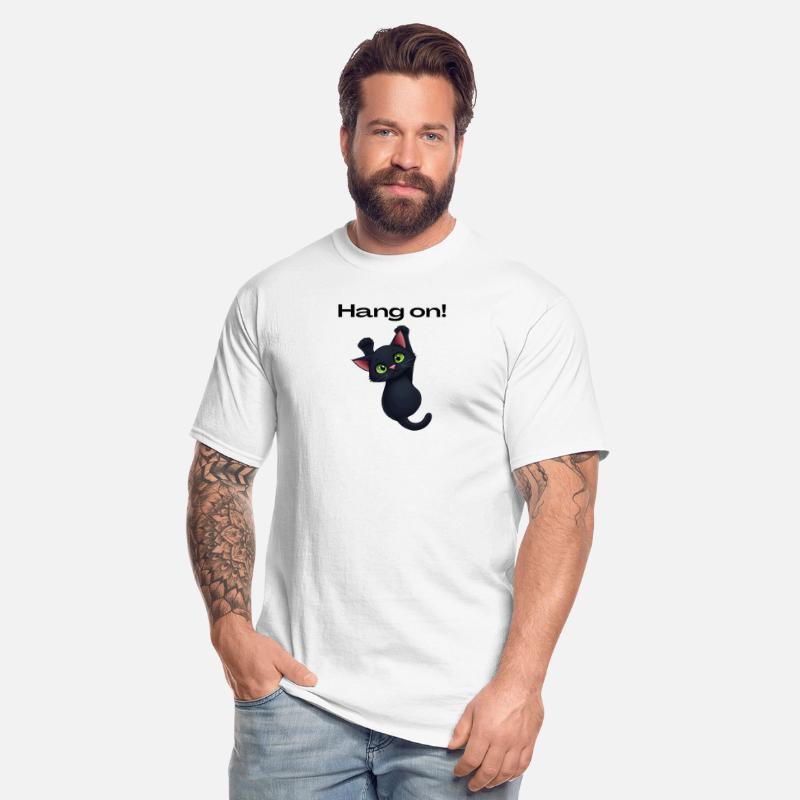 Hang on! funny black cat shirt