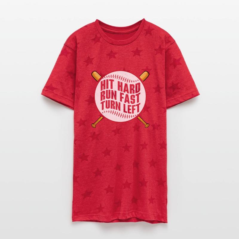 Hit Hard Run Fast Turn Left Sport Fan Baseball