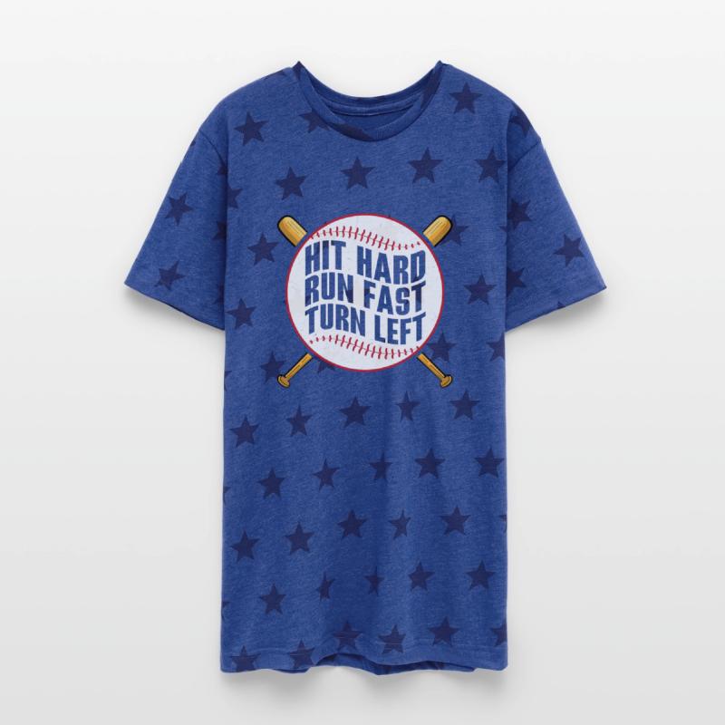 Hit Hard Run Fast Turn Left Sport Fan Baseball