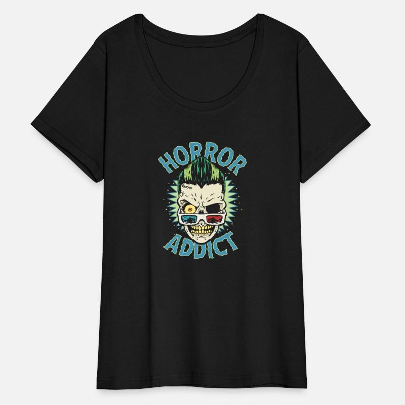Horror Addict Freakout Retro 3D Monster Skull