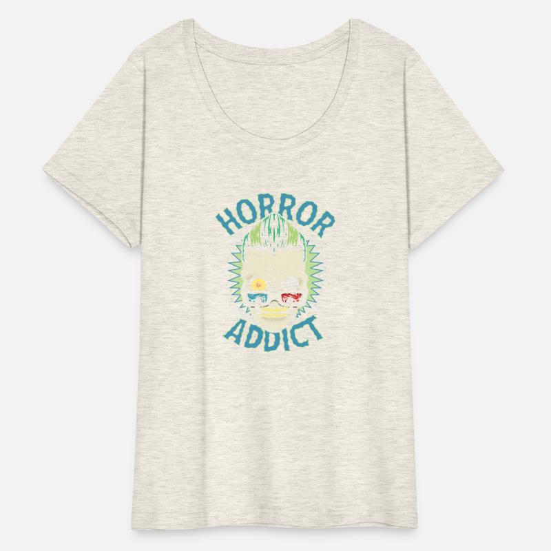 Horror Addict Freakout Retro 3D Monster Skull