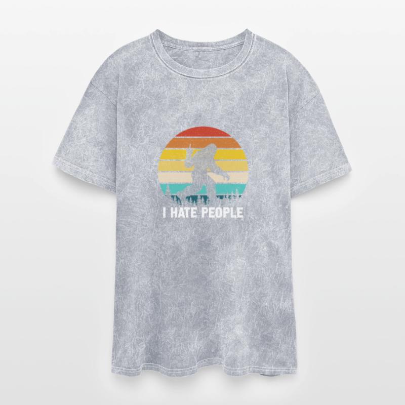 I Hate People Retro Bigfoot Silhouette in Forest