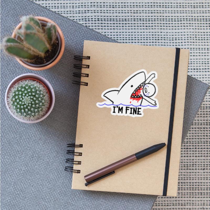 I'M Fine Shark Attack Bloody Eating Stick Person