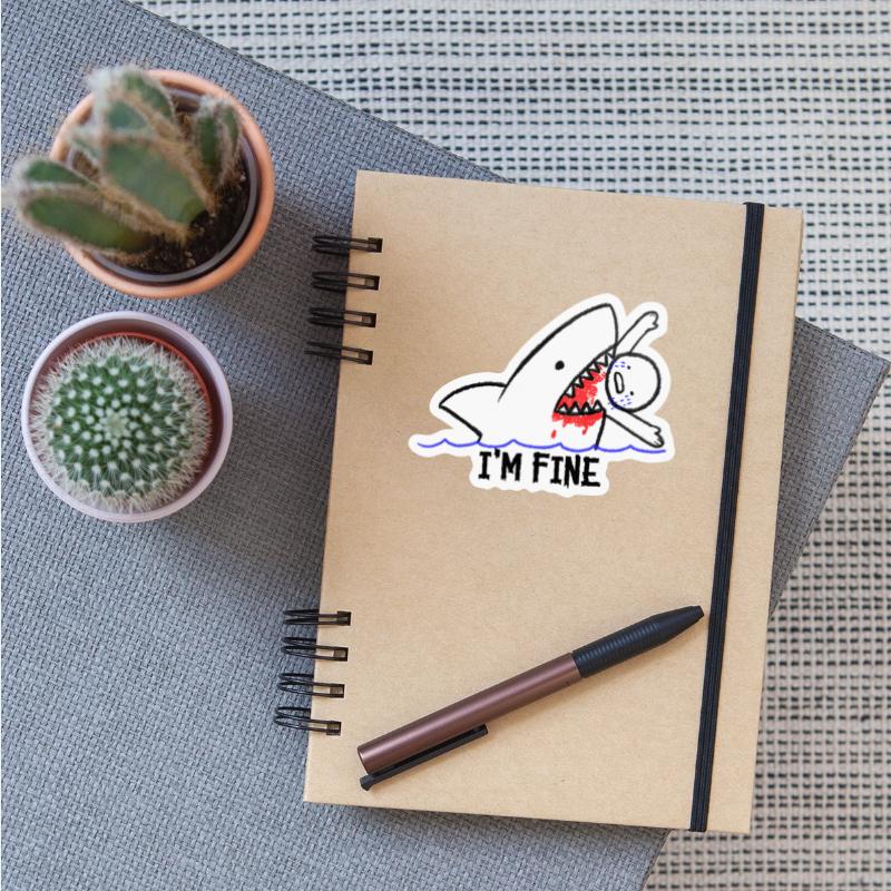 I'M Fine Shark Attack Bloody Eating Stick Person